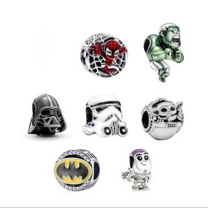 Bundle of 7 Pandora Charms - Star Wars, Marvel, Batman, Buzz